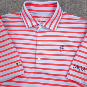 Vineyard Vines Polo Shirt Mens S Red Striped Performance Montclair Golf Club MGA